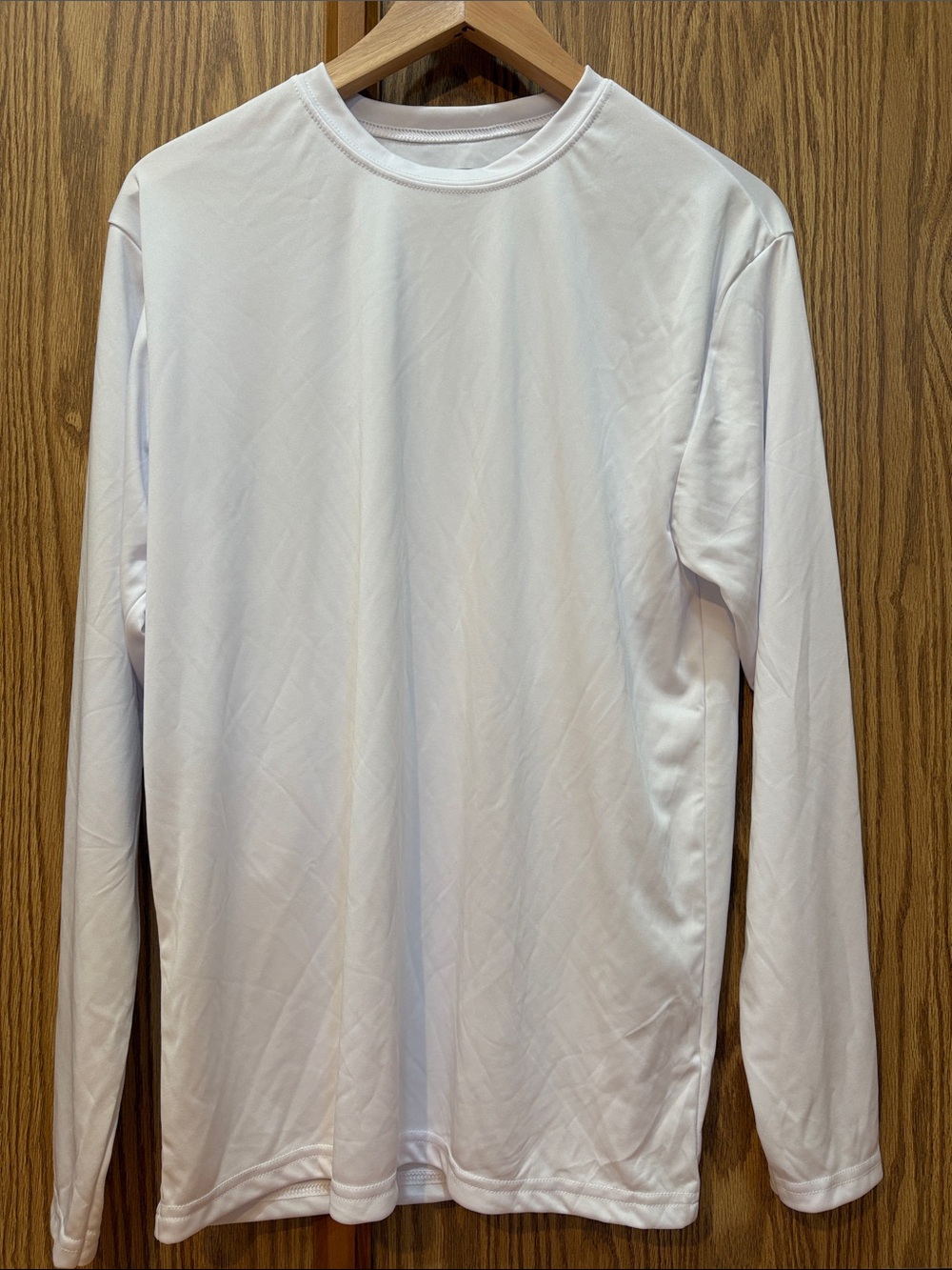 Men's White Long-Sleeve Crew Performance Tee